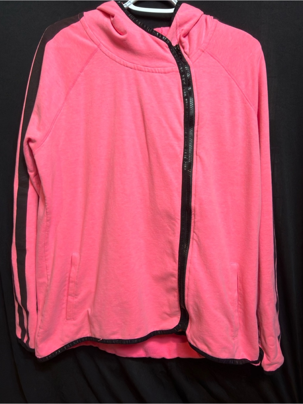 PINK Victoria's Secret Hot Pink Zip-Up Hoodie with Black Trim